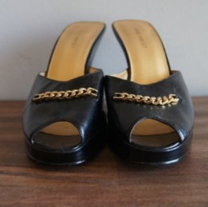 Vintage 90s Nine West Black Mule Pumps w/ Chains